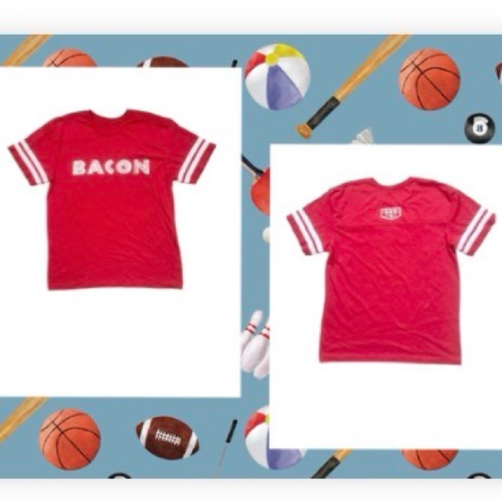 BBB BIG BAD BREAKFAST Ole Miss raglan bacon Jersey shirt women’s size LARGE